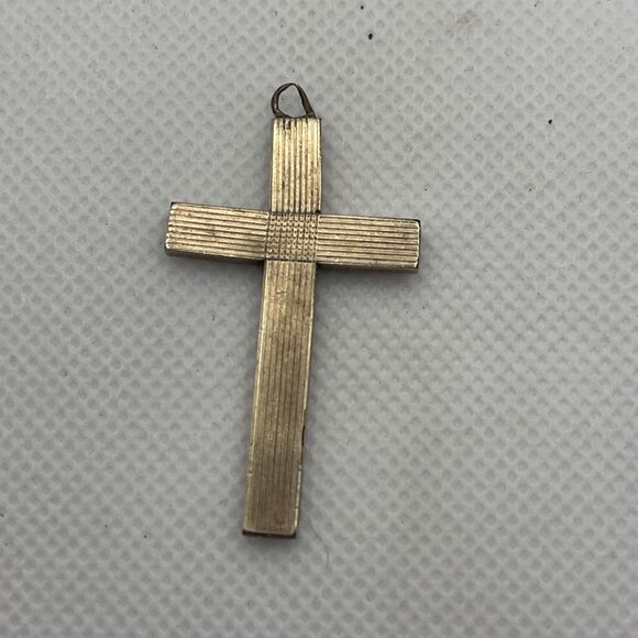 Antique 1/20 12K Gold Filled Cross Pendant with Stone LS - Picture 2 of 7